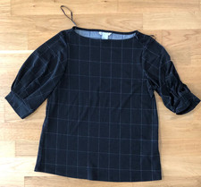 H&M Damen Bluse XS schwarz weiß gepunktet 3/4 Ballonärmel elegant