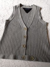 tommy hilfiger damen S Strick Weste Grau aus Cotton Und Wolle.