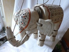 MARIONETTE ELEFANT AUS HOLZ -BUNT BEWEGLICHER GLIEDER 31 X 24 X 17 cm -