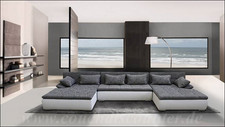 EDLE DESIGN RIESEN WOHNLANDSCHAFT U-FORM MEGA BIG SOFA 410 cm "Mondena XXL"