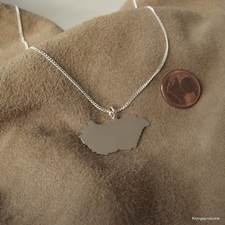 UNGARN Landkarte Anhänger mit 45 cm Panzerkette, 925er Silber, Magyarország