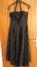 Kleid lang Abendklein Ballkleid Party chic feierlich schwarz Spitze Gr. 36