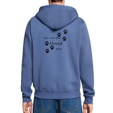 Der Mit Dem Hund Geht Hundepfoten Hund Spruch Unisex Premium Bio Zip Hoodie