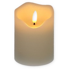 LED Echtwachskerze mit Timer Echtwachs Kerze Batterie Flackereffekt 7,5 x 10 cm