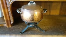 KUPFER FEUERZANGENBOWLE FONDUE KESSEL DECKEL STÖVCHEN BRENNER !