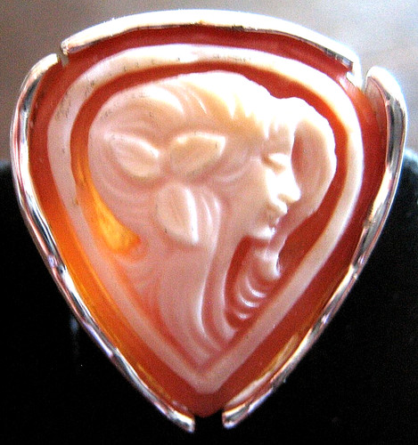 Muschelkamee ring 925 - 925, silber