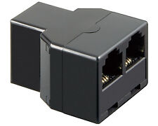 2 Stück Telefonadapter 1F>2F Verteiler 2x RJ11-Buchse > 1x RJ11-Buchse