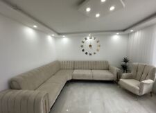 Ecksofa Beige Mit Sessel und Schlaffunktion