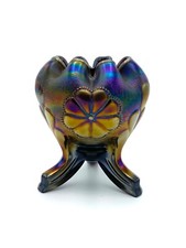 Carnival Glas Northwood 'Daisy & Plume' Amethyst Rosenschale Beere Interieur