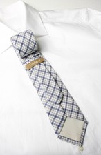 Conbipel Tie Herren One Größe 100% Leinen Spitz Klassisch Blau Kariert Muster