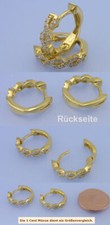 Echt 9 Kt. 375 Gold Creolen Breite 3,0 mm Durchmesser 14 mm 28 Zirkonia Steinen