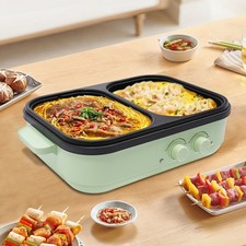 1300W 2 IN1 Elektrogrill Grillpfanne Hot Pot Elektrisch Kochtopf Mit Grillbereic