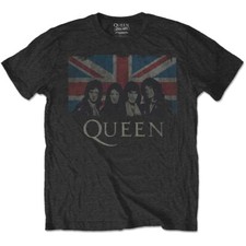 Offizielles Queen T-Shirt Union Jack schwarz klassisch Rockband T-Shirt Freddie Mercury