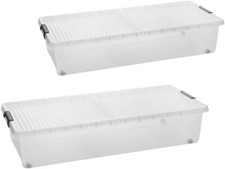 Unterbettbox mit Rollen  2er Set Unterbett Aufbewahrungsbox 32L 80 x 40 x 17 cm