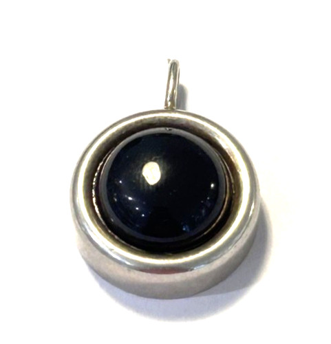 Mini silberanhänger onyx - mini, rund