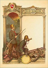 FEUERWEHR URKUNDE NIEDERSACHSEN WASSERSCHLAUCH PUMPE GOTT ZUR EHR LEITER 20