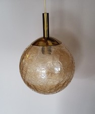 edle 70er Jahre Craquelè Glas Kugel Deckenlampe Hängelampe  Ø 25 cm 