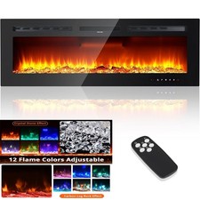 60" Elektrokamin Wandkamin Einbaukamin Elektrischer Kamin mit 3D-Flammeneffekt