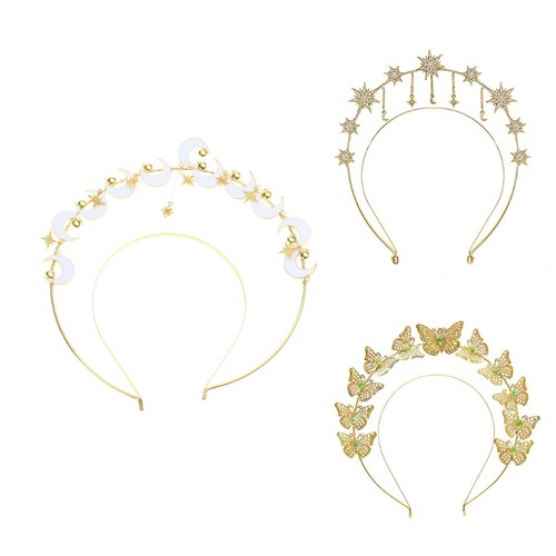 Vintage crystal headband moon - crystal,