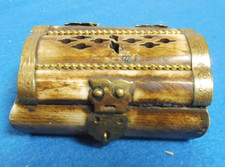  ?Schatulle Dose Kästchen aus Horn mit Intarsien aus Messing Schmuckkästchen