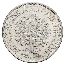 Weimar 5 Reichsmark 1931 F Eichbaum vz+ Gewicht: 25g/500