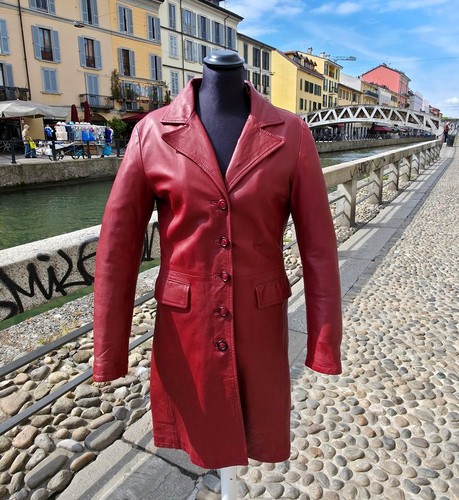 Damen rot ledermantel - damen,