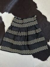 Damen Mädchen Ballon Rock Strech Schwarz Gold Nieten XS 34 Reißverschluss
