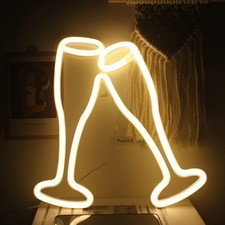 Neon LED Schild Sektgläser Champagner Glas Licht Wand Deko Lampe Beleuchtung BAR