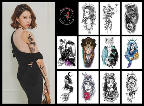 Faketattoo groß frau wolf - frau,