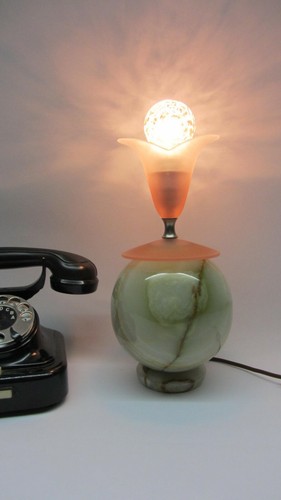 Vintage tischlampe onyx kugel - vintage,