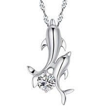 Damen Halskette Delphin Zirkon