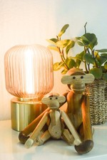 IKEA SOLKLINT Tischleuchte Modern Glas Messing Nachttischlampe Scandi Deko