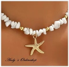 Damen Halskette Muschel Kaurimuschl Surfer Schmuck Perlen Seestern verstellbar