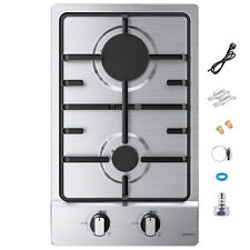 Gaskochfeld Edelstahl 2 flammig Gaskocher Einbauherd NG/LPG Gaskocher 127-240 V