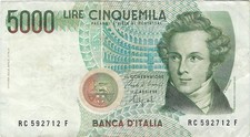 Italien Banknote Schein 5.000