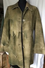 Ledermantel Schlamm-grün Gr