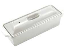 Terrinenform, Backform, Gusseisen, weiß emailliert, 1,5 Liter