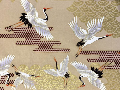 Japanische kraniche stoff art - kraniche,