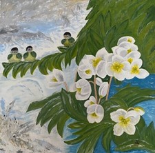 Ölbild "CHRISTROSE" Bild Zeichnung Gemälde Original Dekoration Keilrahmen.