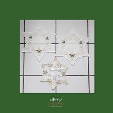 3 Weihnachtdeckchen Stern bestickt TCM Kerze Stern