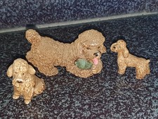 3 X Pudel Hund aus Polyresin