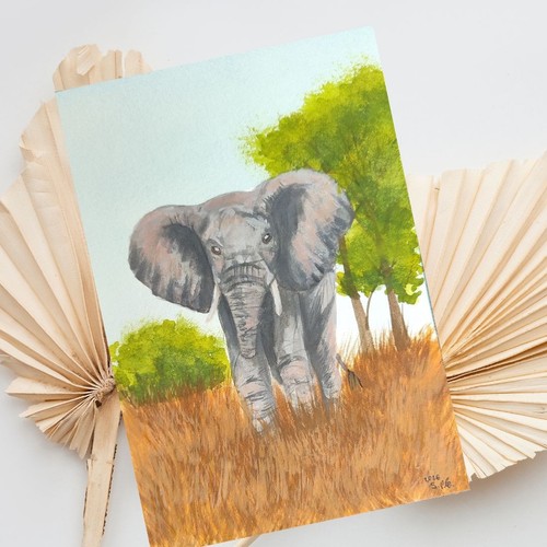 Elefant gemälde aquarell - elefant,