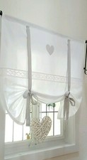 Raffrollo Gardine Spitze 60/80/90/100..200 cm Raffgardine Landhaus Bändchenrollo