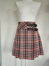 Rock Kariert Rosa Lila Plaid Pleated Check Skirt Faltenrock  S Korea K-pop 