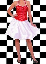 379✪ rockabilly 50er 60er Jahre Corsage Karo rot weiss mit Punkten dots Gr. S