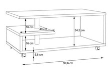 Couchtisch - Artisan Eiche - rollbar Sofatisch Wohnzimmertisch Beistelltisch