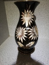 Scheurich Keramik Bodenvase Schwarz Gold 60er Jahre Vintage 34cm,Ø14cm 215/33