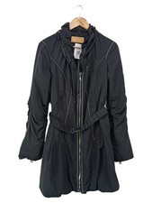 BIBA Damen Übergangsmantel Gr. 36/S Schwarz Elegant mit Kapuze