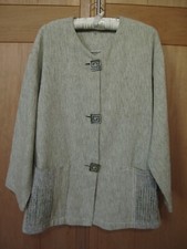 Handweberei Tröger • UNIKAT • Leinen / Wolle • Jacke • Gr. L • XL • Lagenlook