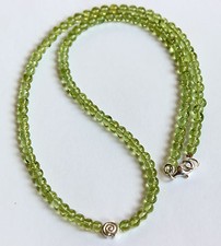 Peridot kette edelsteinkette Olivin Grün Kugel Collier 925 Silber Schneck 50 cm
